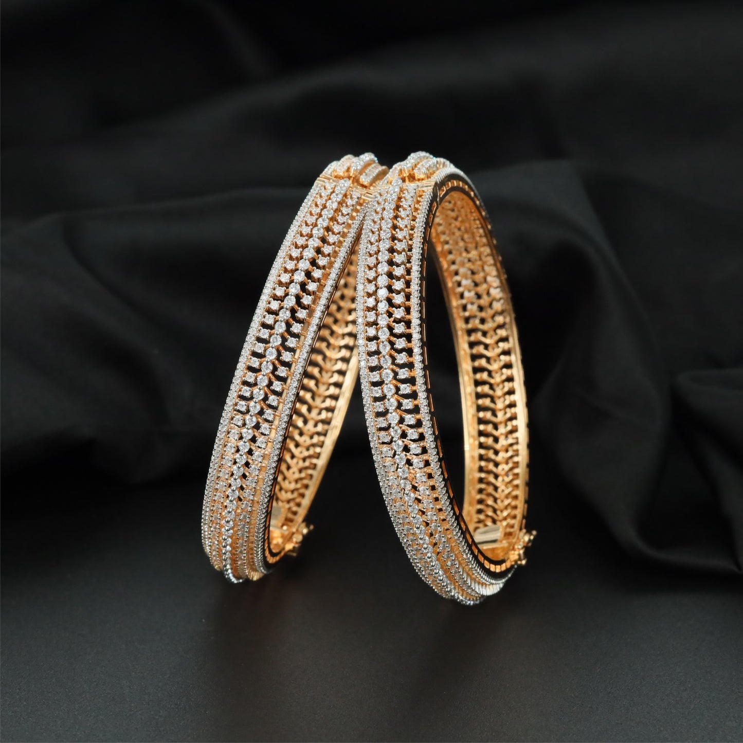 Ridge Line Gj Bangles with Structured Channel Pattern