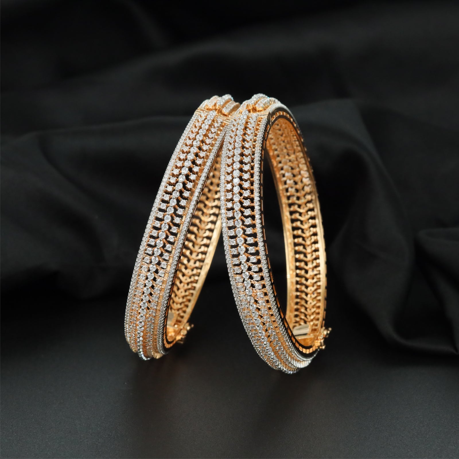 Ridge Line Gj Bangles with Structured Channel Pattern