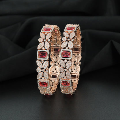 Classic Trellis Rose Gold Bangles with Structured Side Detailing