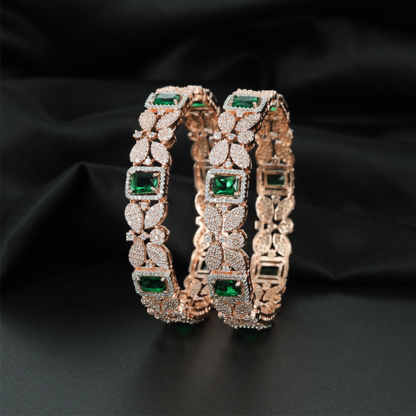 Premium Lattice Rose Gold Bangles with Ornamental Frame Construction