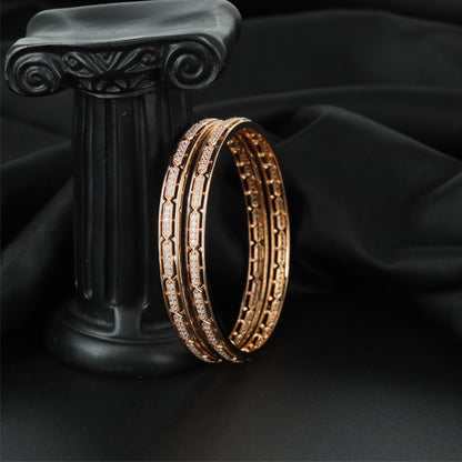 Vertex Track Gold Polish Bangles with Decorative Panel Layout