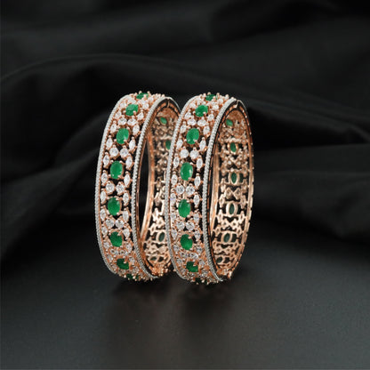 Nexus Bloom Rose Gold Bangles with Balanced Border Construction