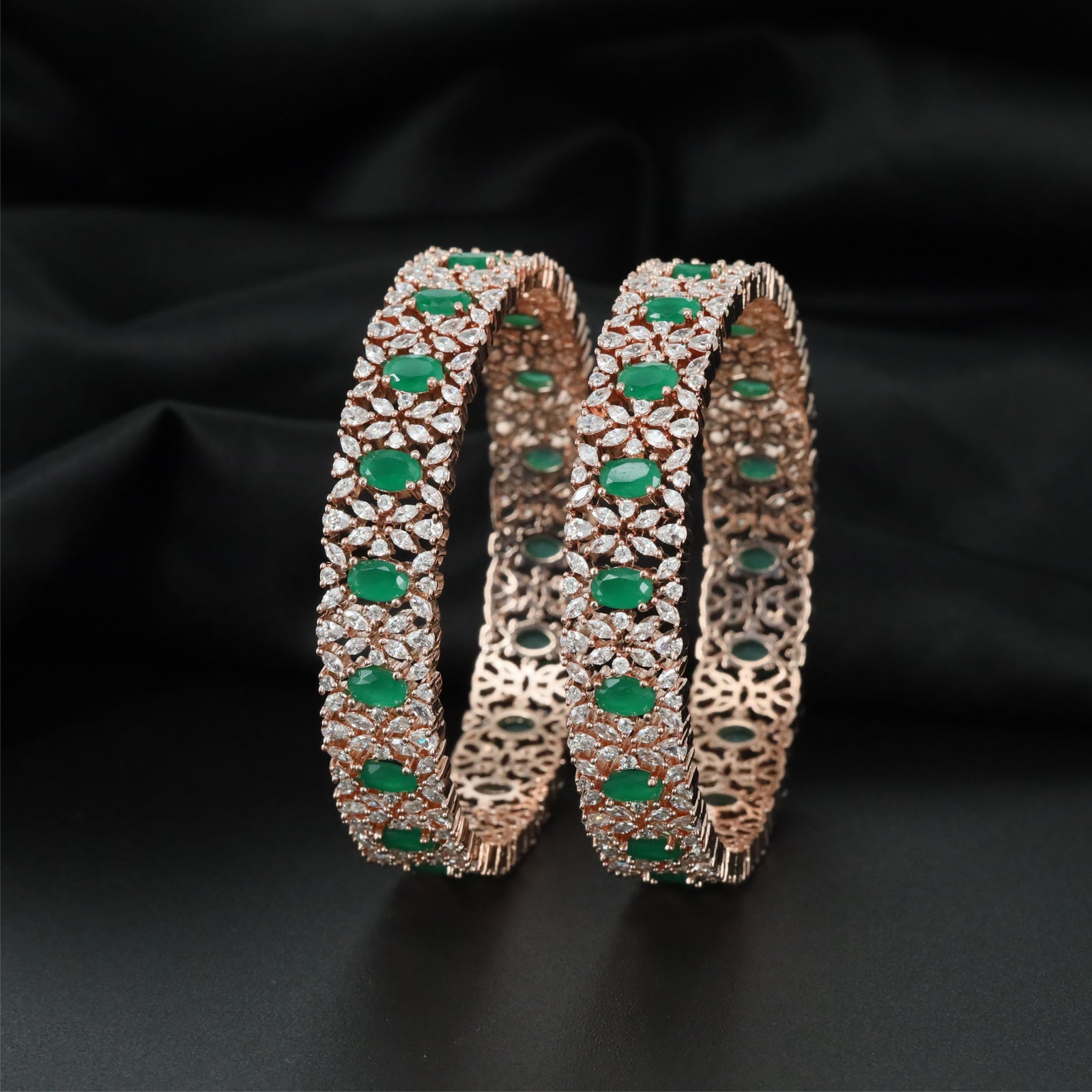 Timeless Weave Rose Gold Bangles with Continuous Linked Arrangement