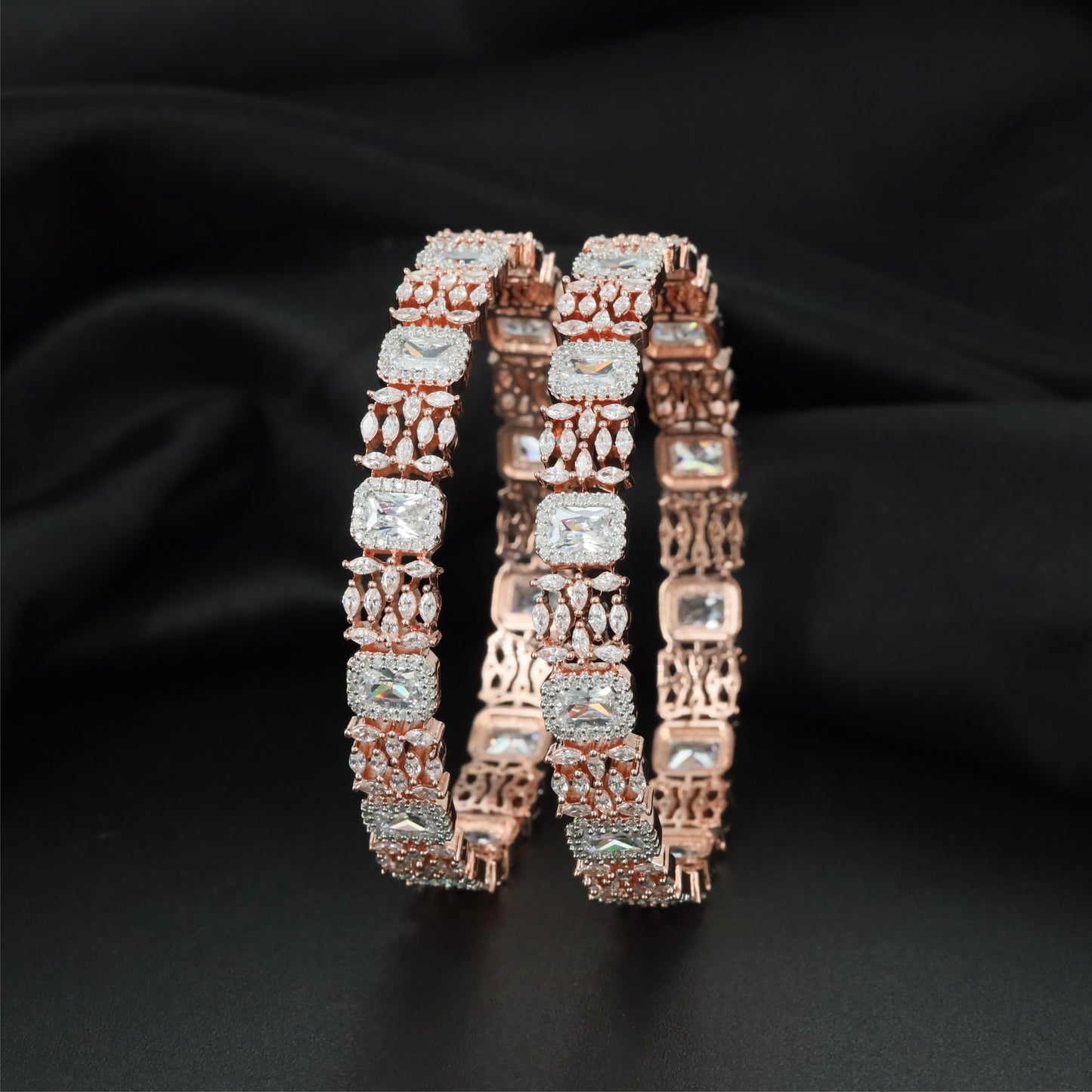 Junction Panel Rose Gold Bangles with Ornamental Border Layout
