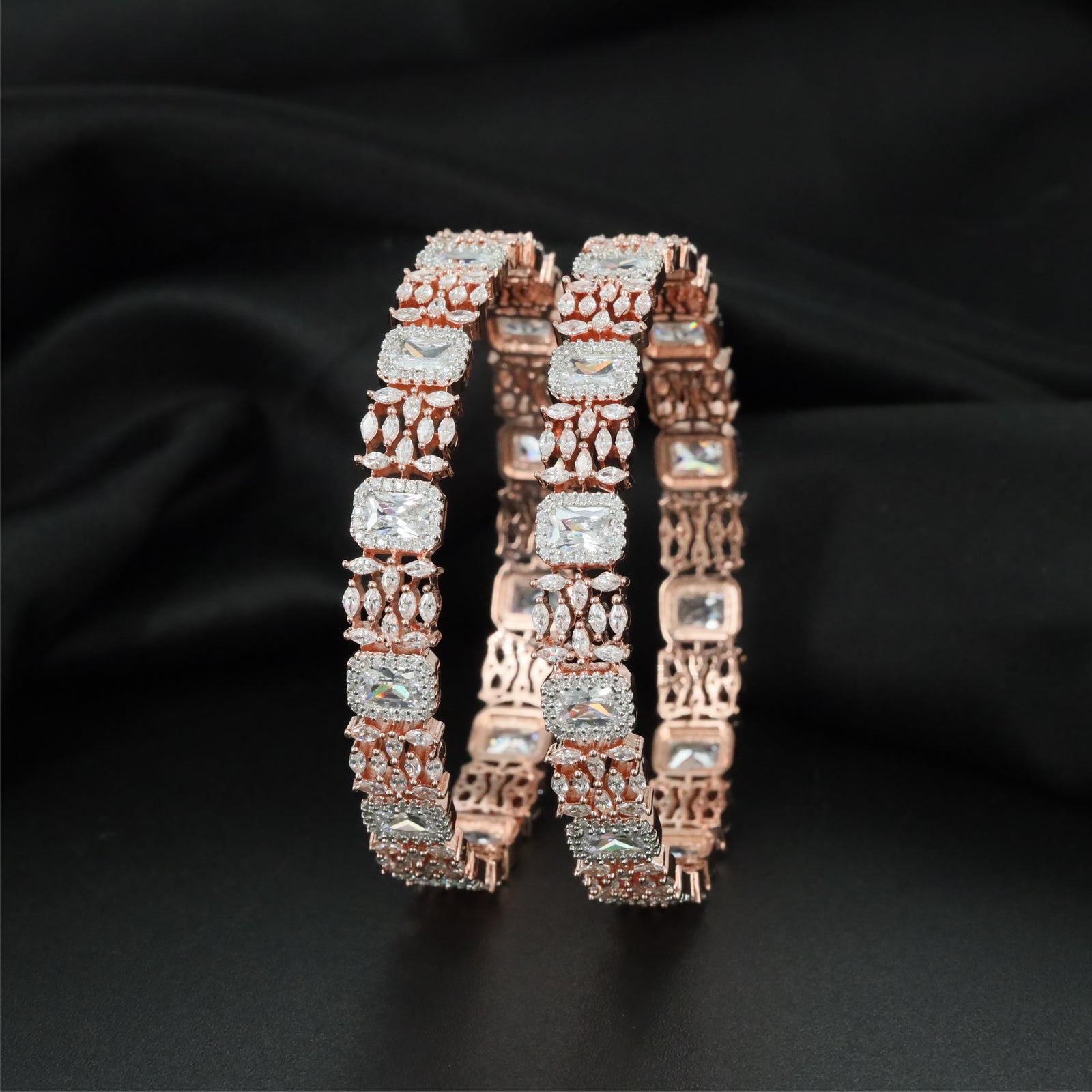 Junction Panel Rose Gold Bangles with Ornamental Border Layout