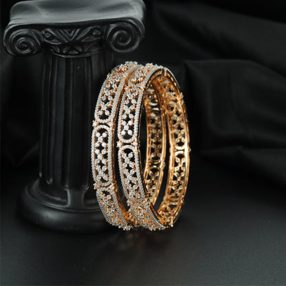 Vertex Blossom Gj Bangles with Sculpted Floral Framework