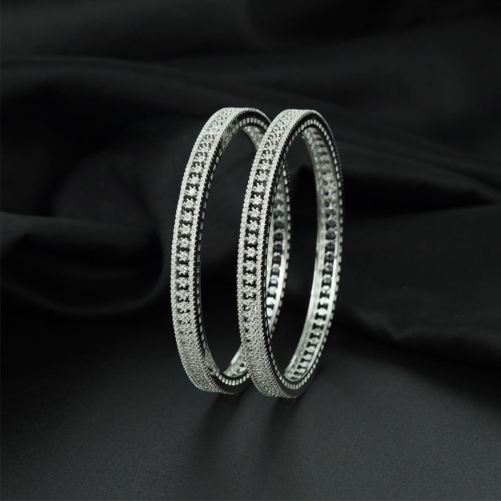 Keystone Rail Rose Gold Bangles with Intricate Open Detailing