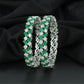 Apex Zigzag Rhodium Bangles with Repeating Square Accent Sections
