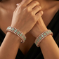 Cadence Rectangle Rose Gold Bangles with Decorative Framework Pattern