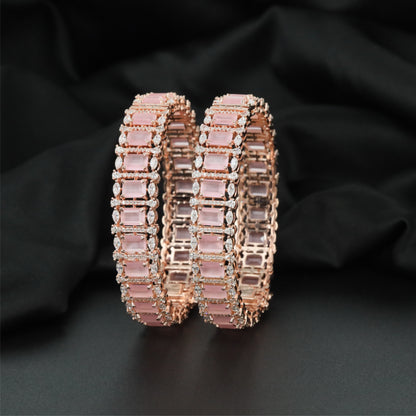 Cascade Prism Rose Gold Bangles with Decorative Centre Formation