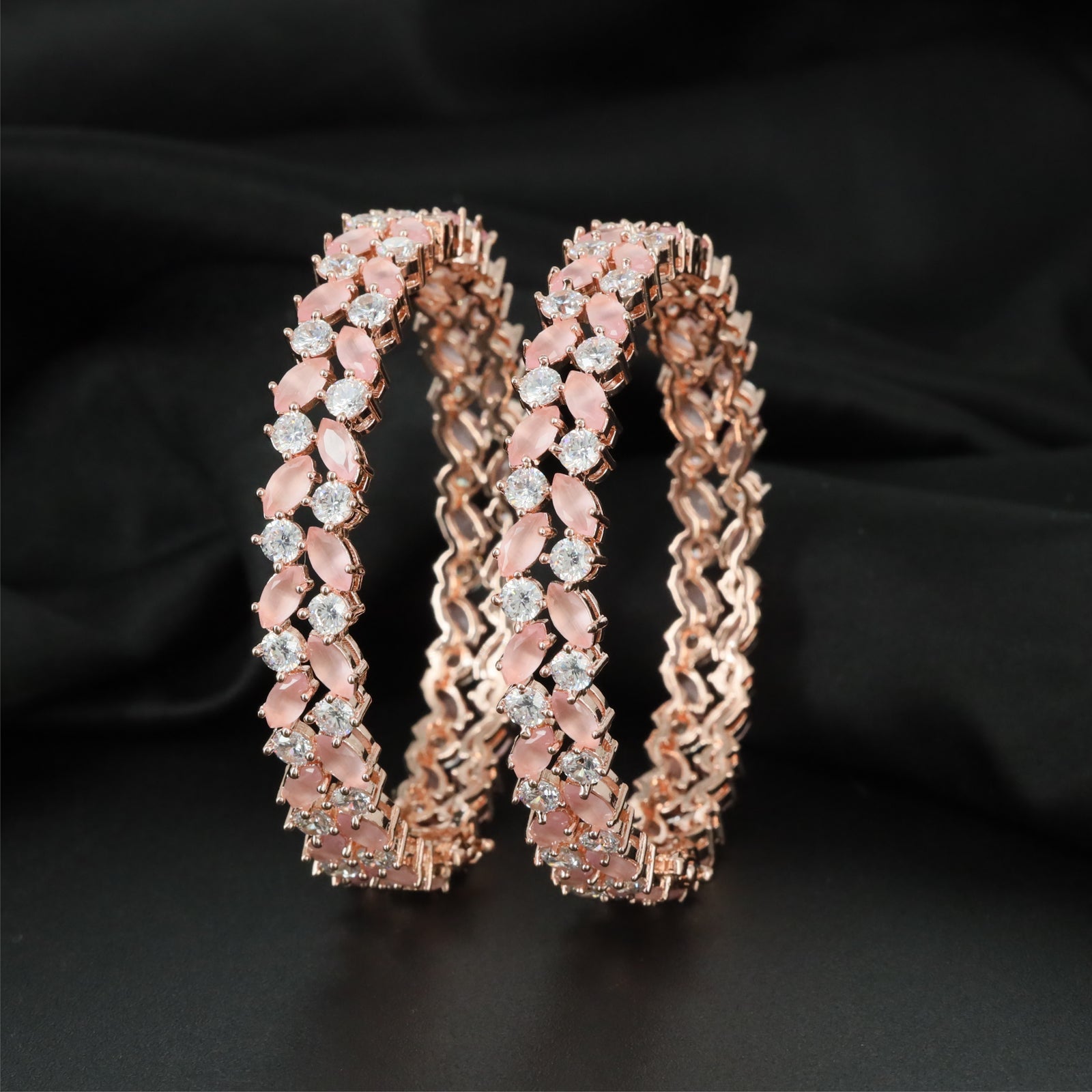 Floret Trail Rose Gold Bangles with Symmetrical Link Design