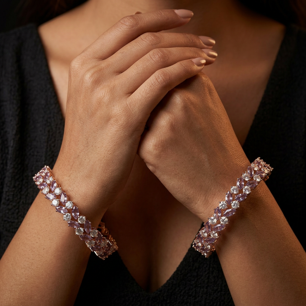 Jetway Grid Rose Gold Bangles with Intricate Edge Detailing