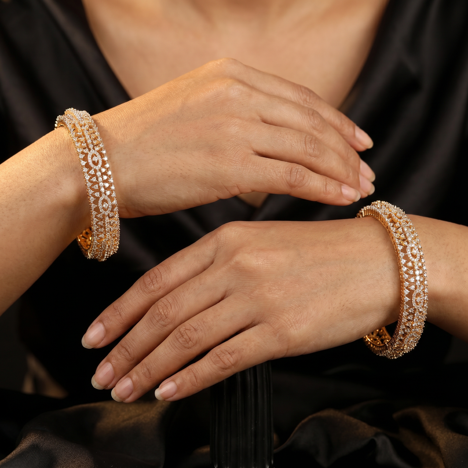 Velvet Lace Gj Bangles with Intricate Framework Styling