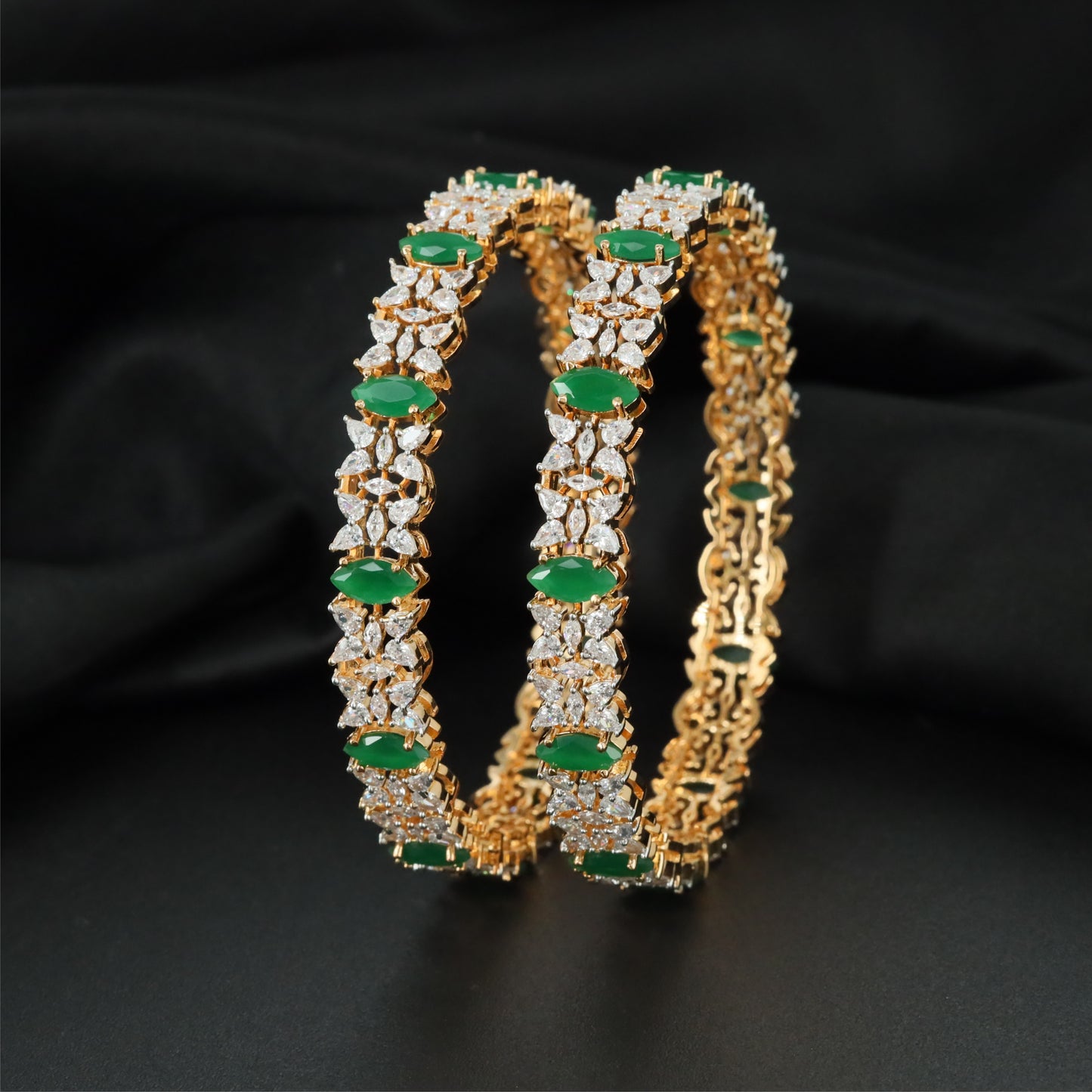 Garden Pattern Gj Bangles with Structured Side Profile