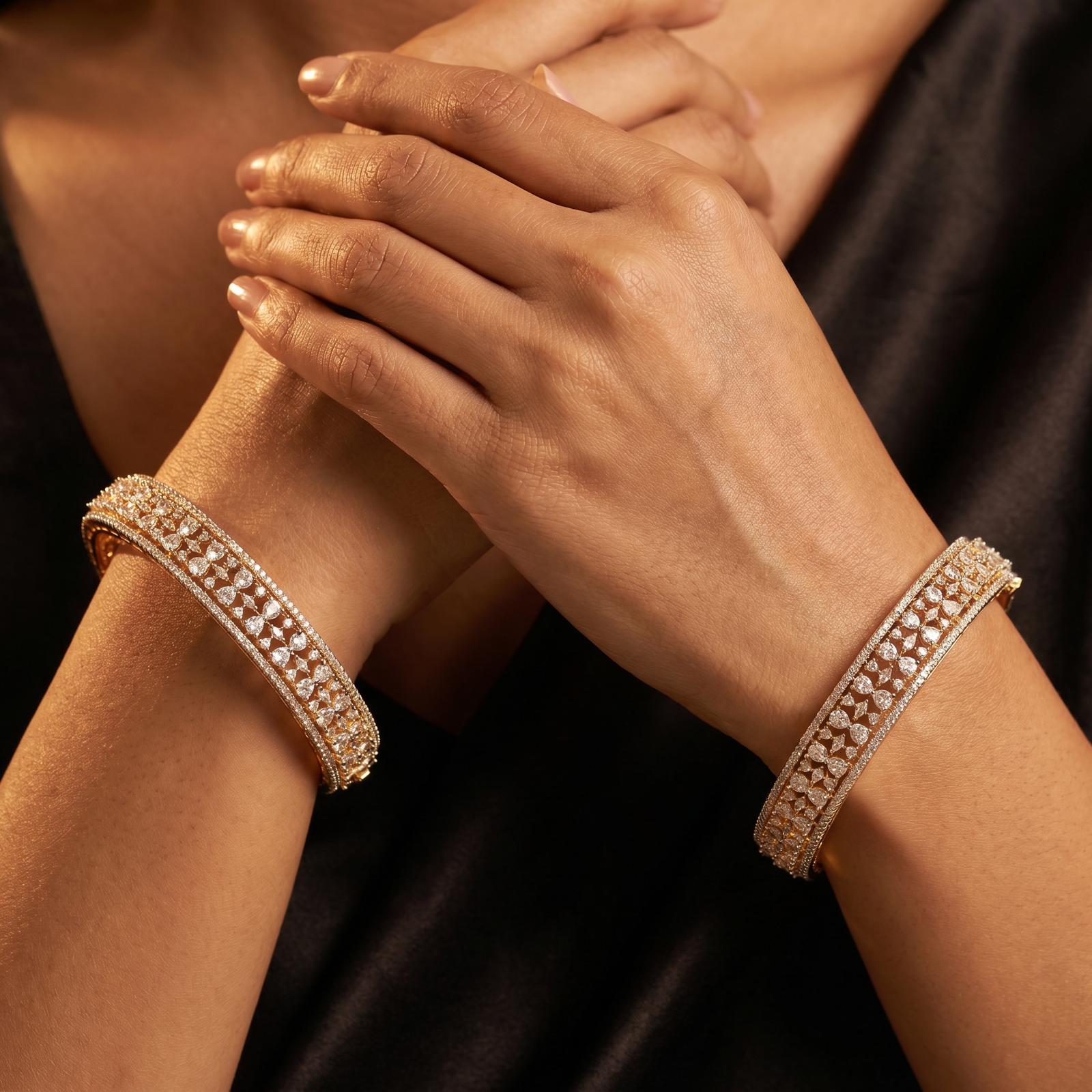 Aurora Blossom Gj Bangles with Refined Border Construction
