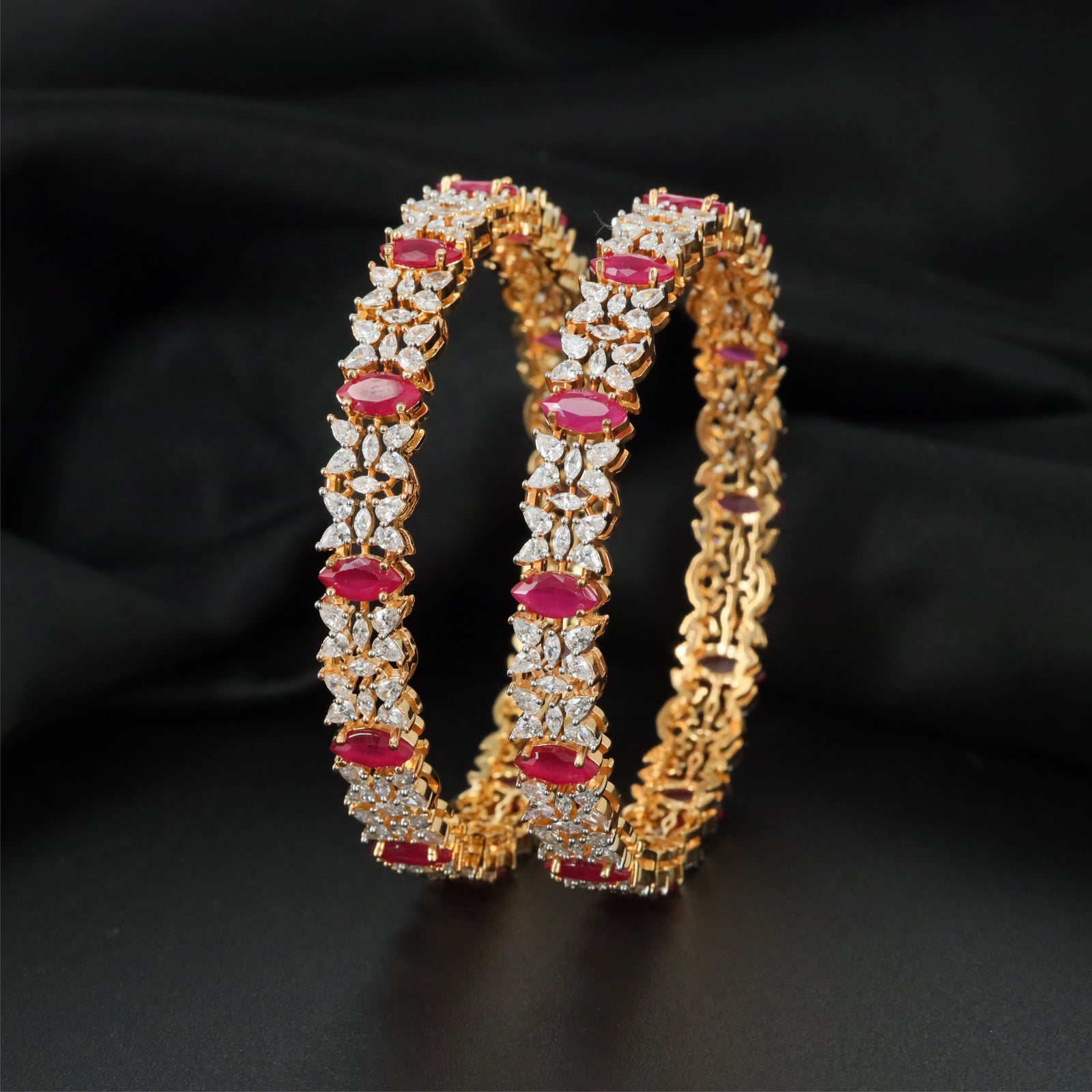 Arc Cluster Gj Bangles with Floral Frame Detailing