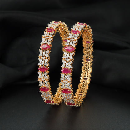 Arc Cluster Gj Bangles with Floral Frame Detailing