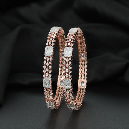 Prime Prism Rose Gold Bangles with Continuous Frame Arrangement
