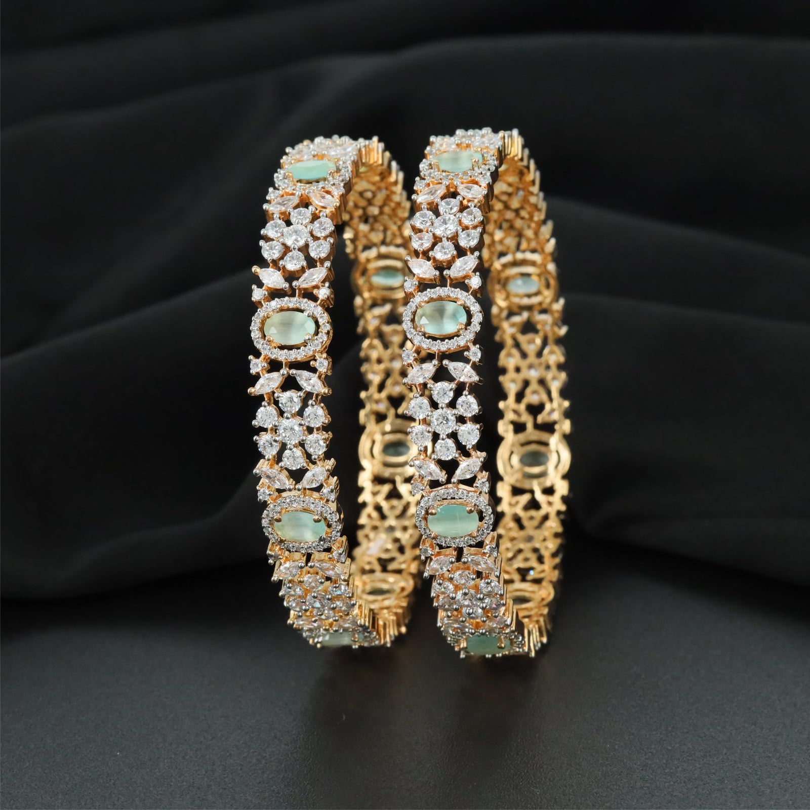 Opulent Trellis Gj Bangles with Intricate Openwork Layout