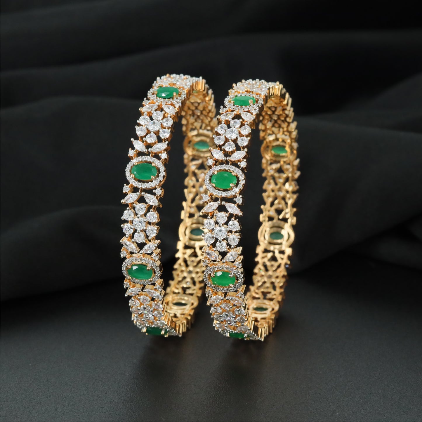 Timeless Alignment Gj Bangles with Repeating Centre Highlights