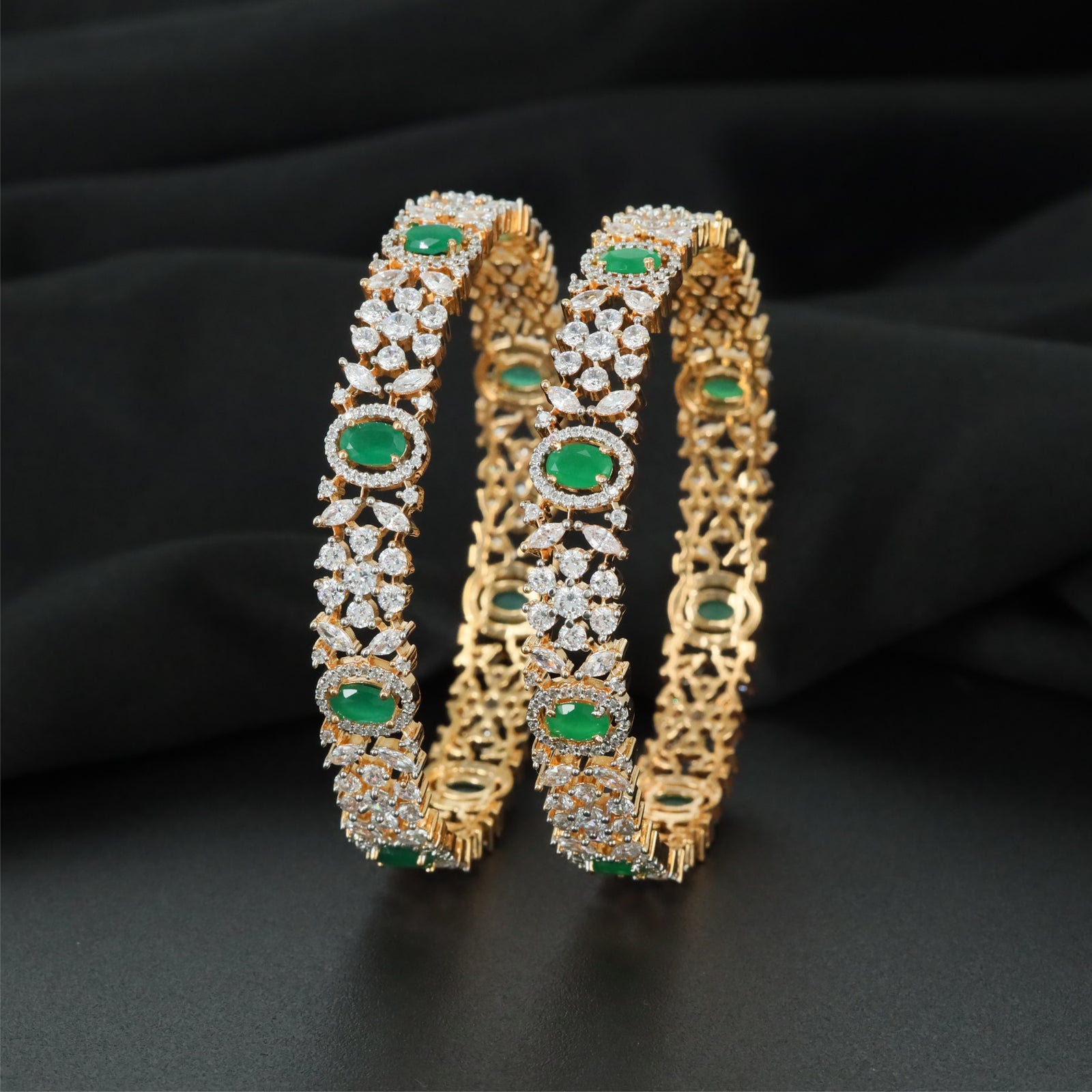 Timeless Alignment Gj Bangles with Repeating Centre Highlights