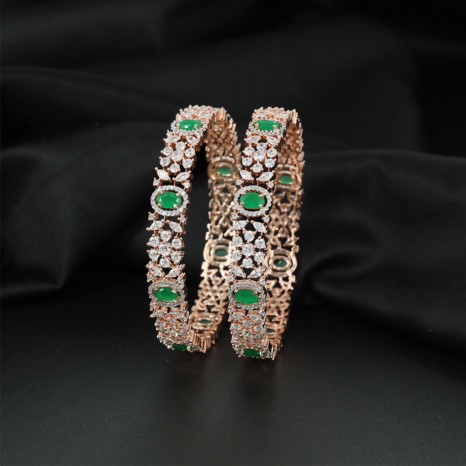 Elevate Cluster Rose Gold Bangles with Continuous Centre Alignment