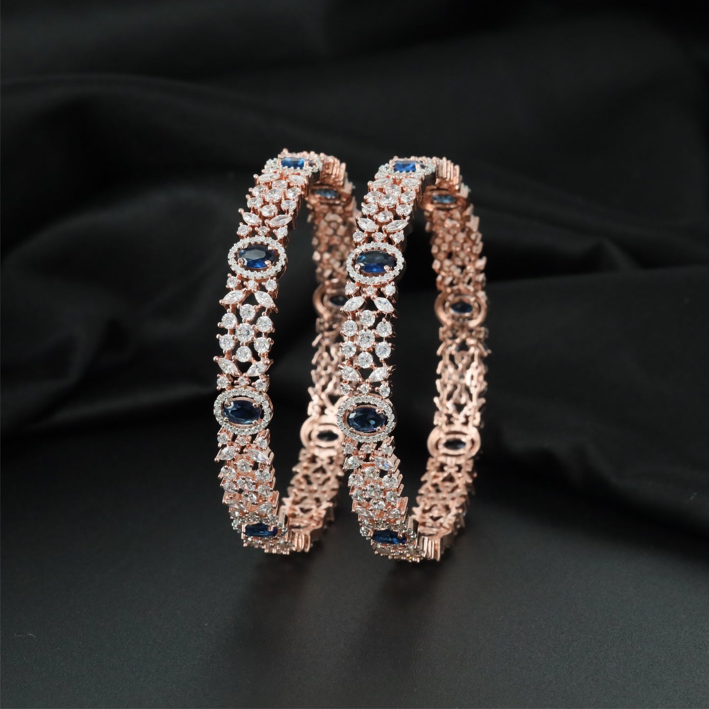 Inspire Floral Rose Gold Bangles with Detailed Border Construction