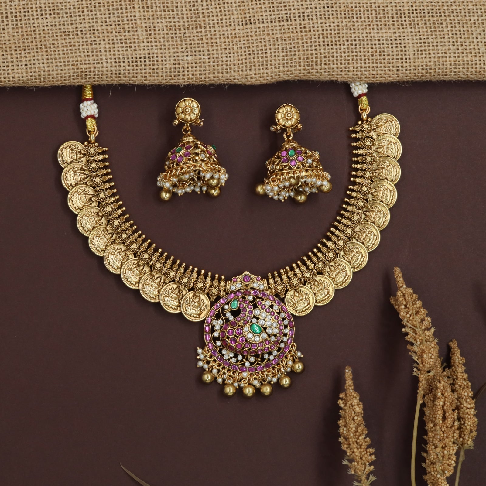 Traditional Lakshmi Necklace with Raised Pendant Styling
