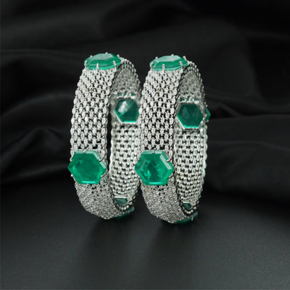 Avenue Mesh Rhodium Bangles with Textured Surface Pattern