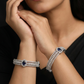 Halochain Rhodium Bangles with Detailed Open Frame Construction
