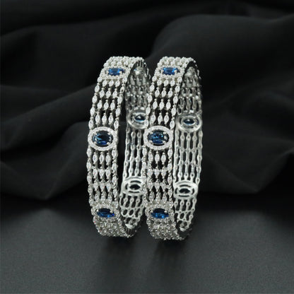 Origin Open Frame Rhodium Bangles with Broad Structured Profile