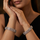 Monarch Alignment Rhodium Bangles with Dimensional Section Layout