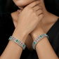 Keystone Border Rhodium Bangles with Decorative Linked Arrangement