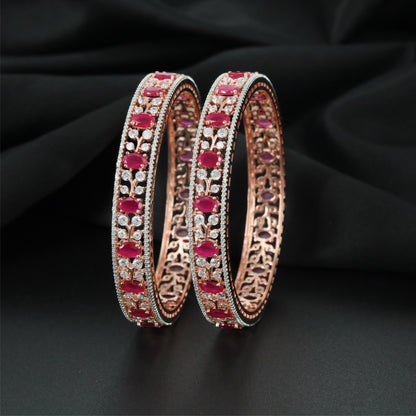 Orchid Trail Rose Gold Bangles with Broad Open Frame Detailing