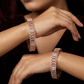 Panelled Gallery Rose Gold Bangles with Repeating Open Frame Design