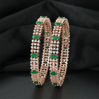 Apex Marquise Accent Rose Gold Bangles with Repeating Centre Sections