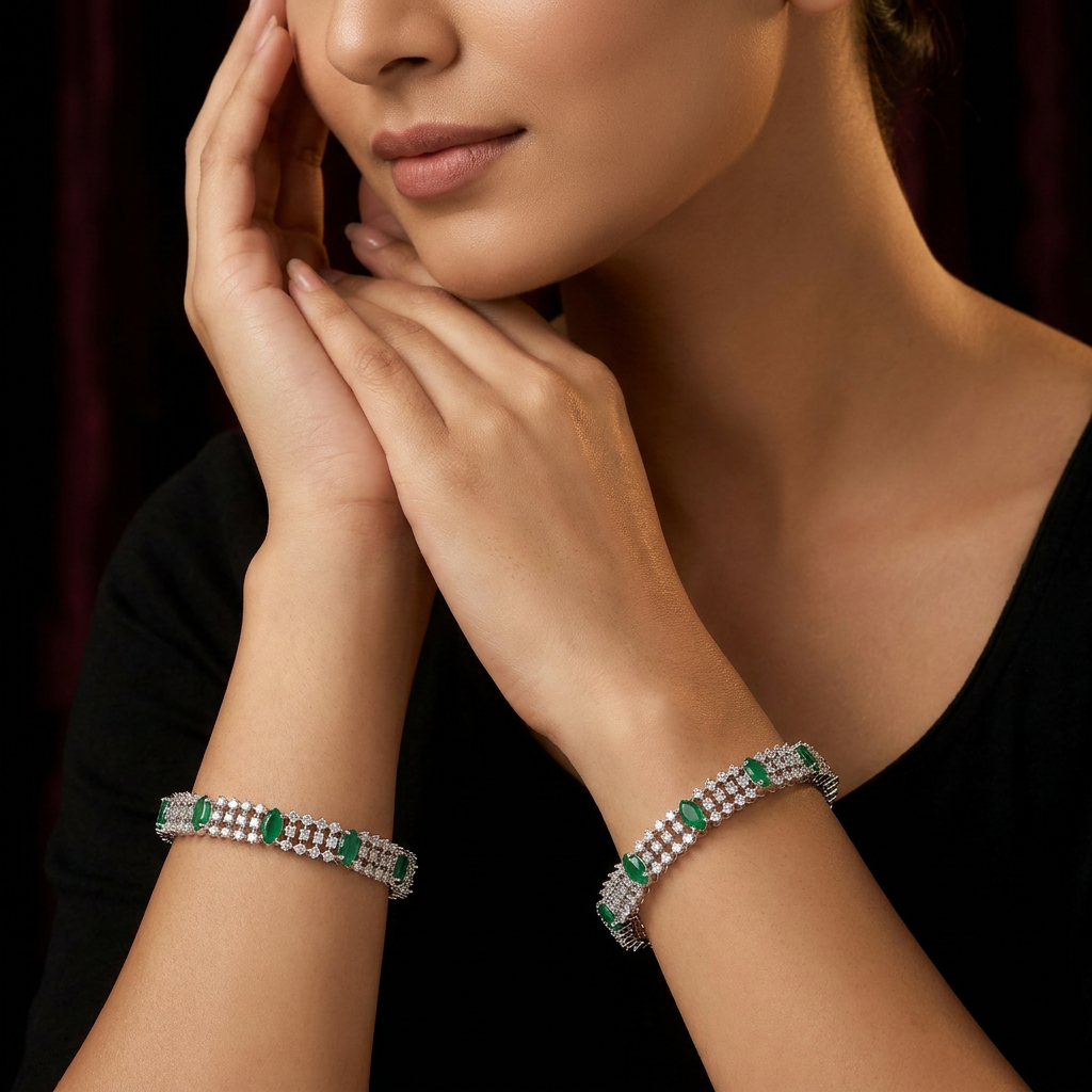 Apex Marquise Accent Rose Gold Bangles with Repeating Centre Sections