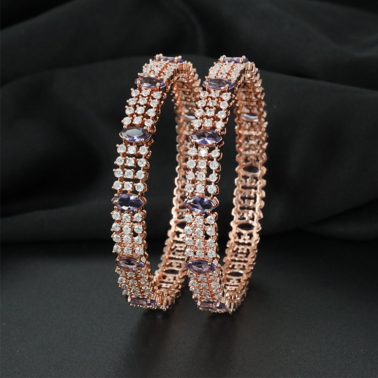 Knotline Gallery Rose Gold Bangles with Refined Border Structure