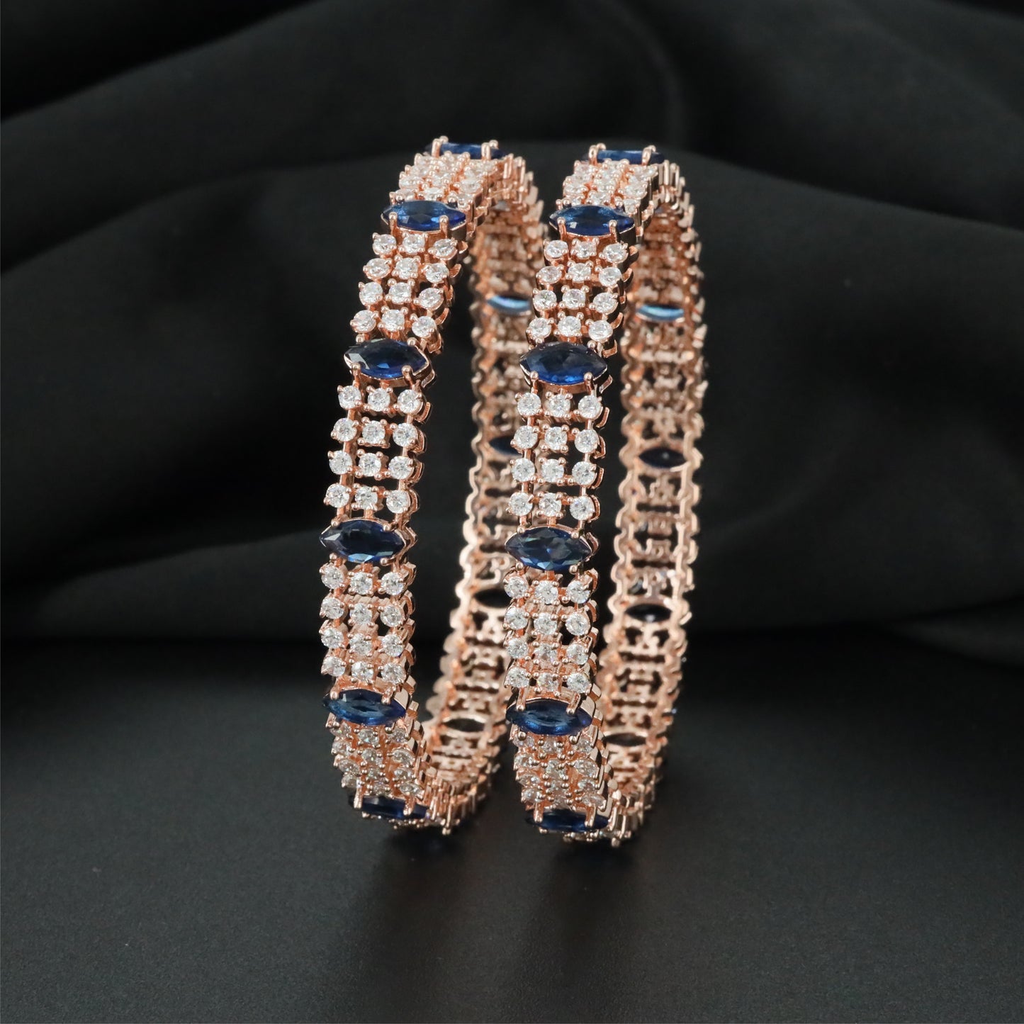 Latticebeam Rose Gold Bangles with Continuous Linked Layout