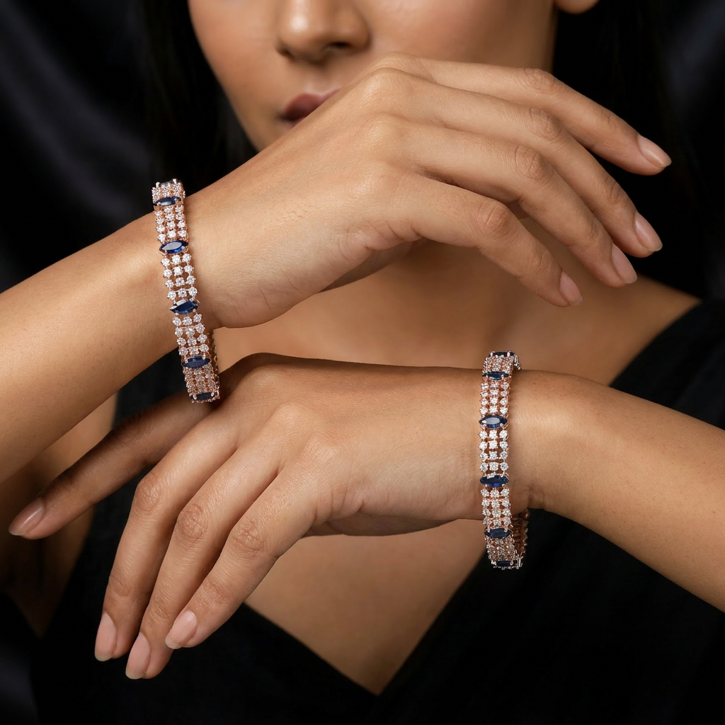 Latticebeam Rose Gold Bangles with Continuous Linked Layout