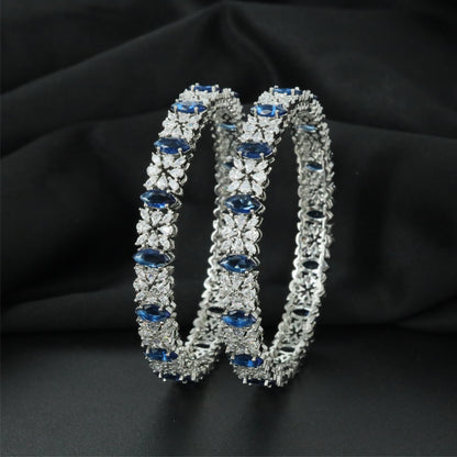 Floralace Rhodium Bangles with Symmetrical Surface Design