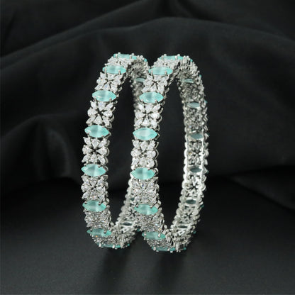 Bloomline Petal Rhodium Bangles with Decorative Border Detailing