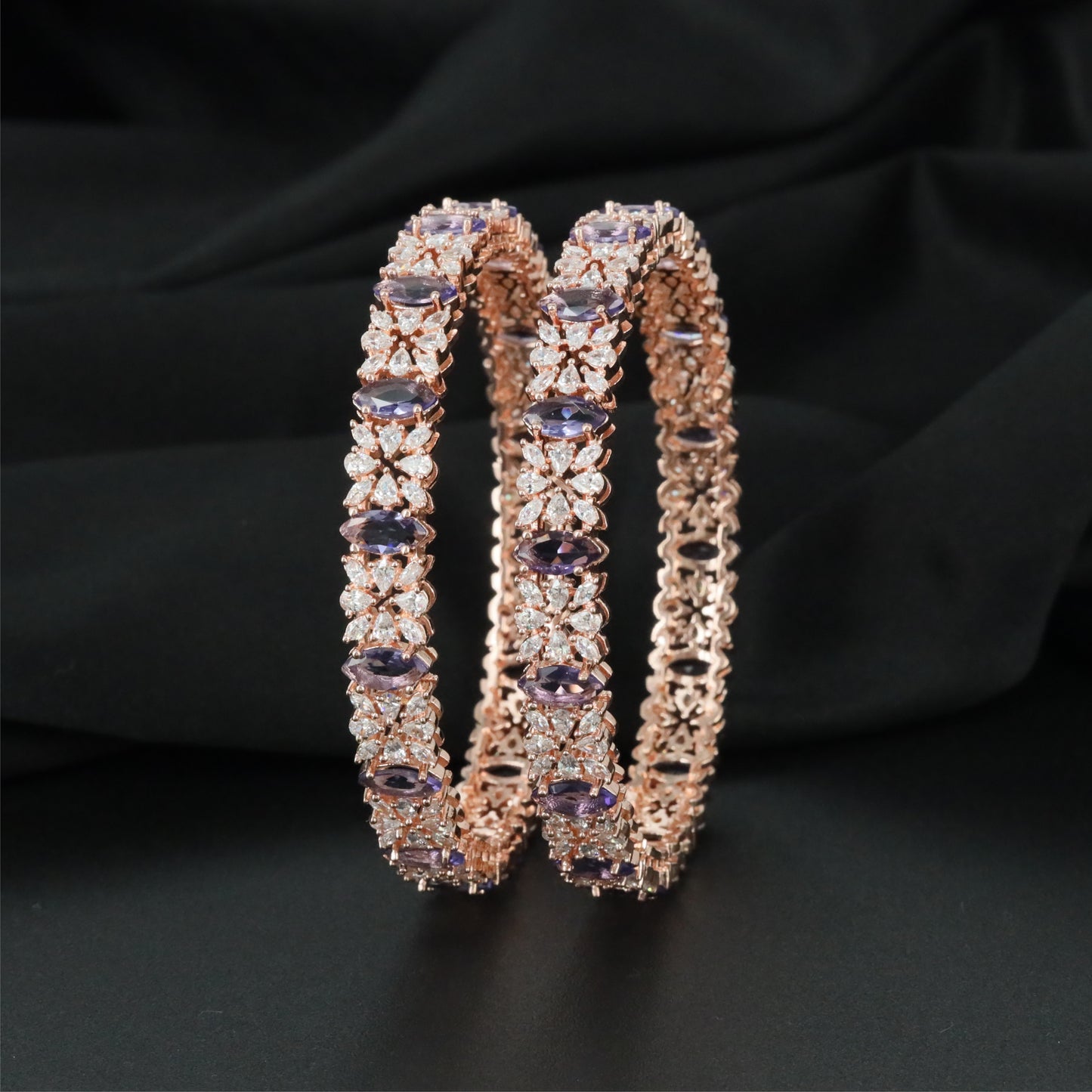 Floralink Rose Gold Bangles with Symmetrical Surface Design