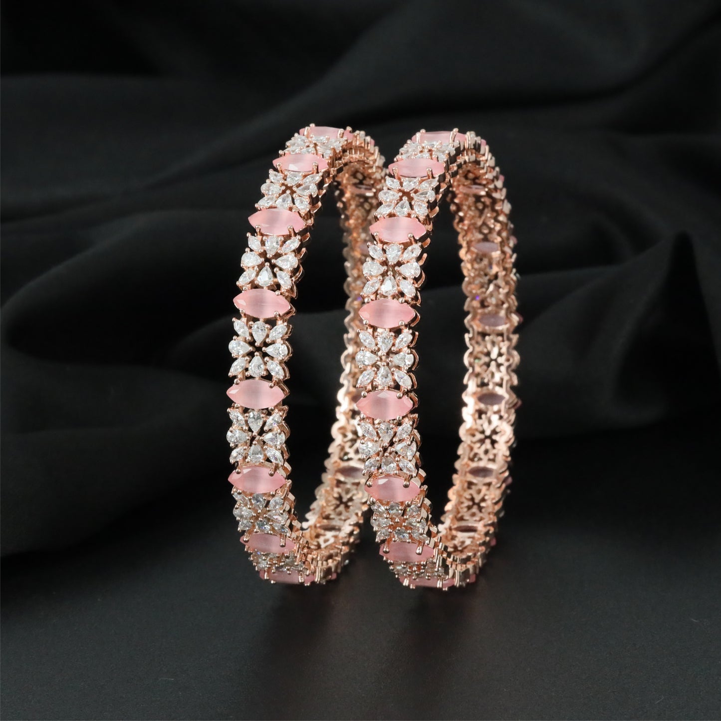 Nestbloom Rose Gold Bangles with Detailed Architectural Design