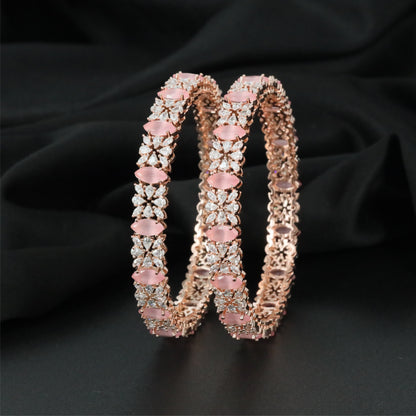 Nestbloom Rose Gold Bangles with Detailed Architectural Design