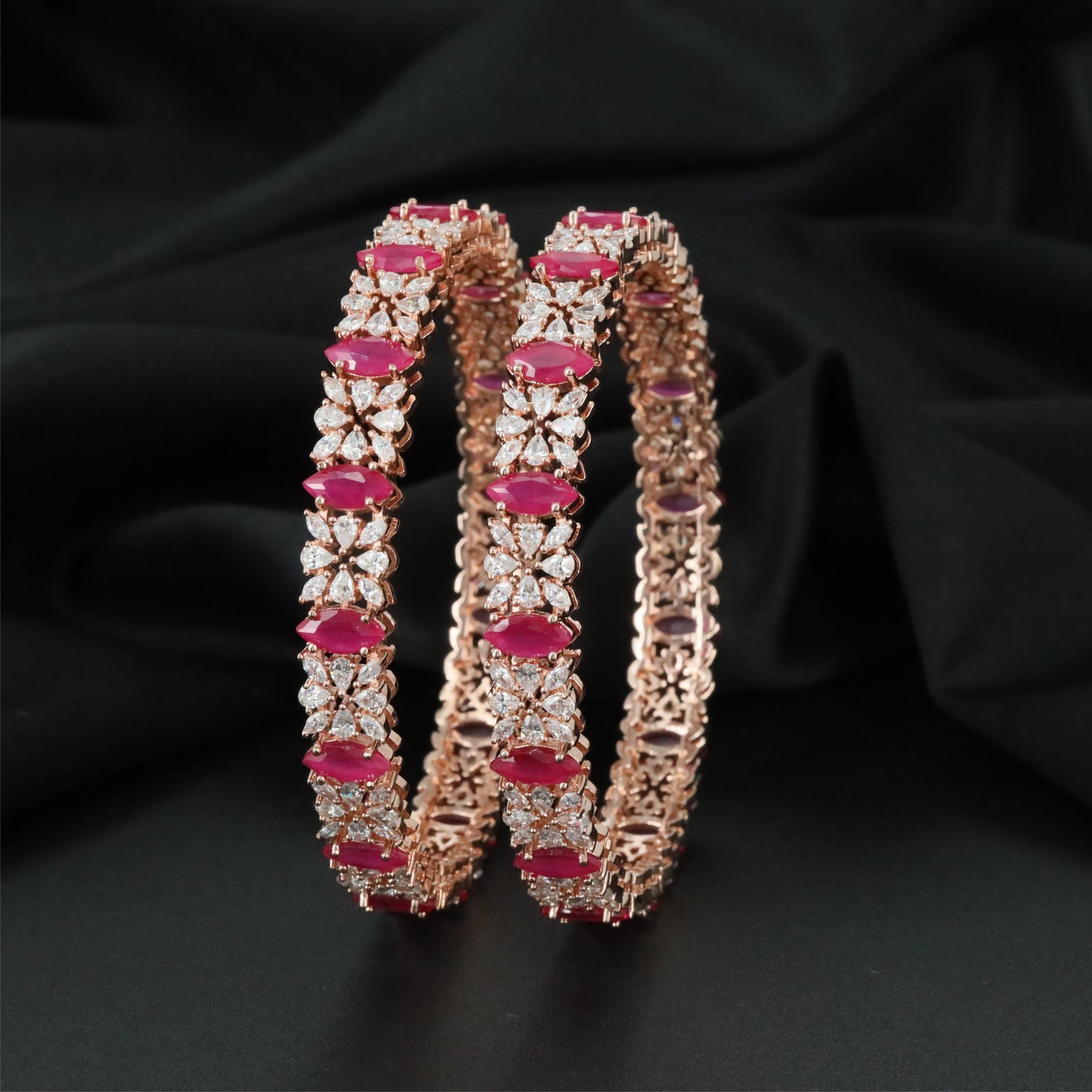 Jewelgarden Rose Gold Bangles with Textured Border Formation