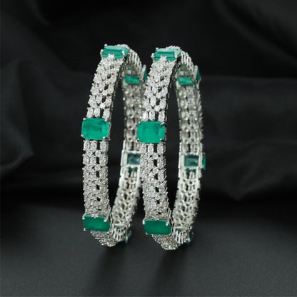 Radiant Gallery Rhodium Bangles with Textured Side Construction