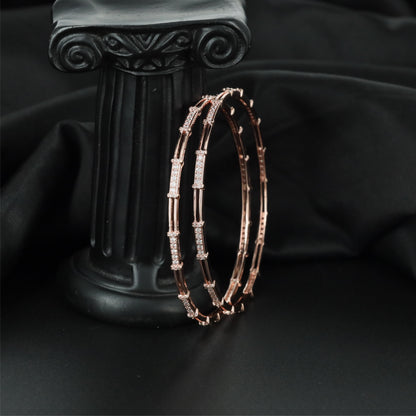 Vertex Track Rose Gold Bangles with Balanced Connector Alignment