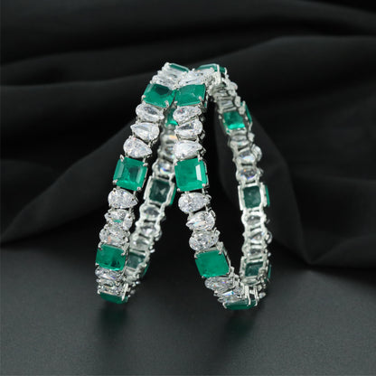 Icon Ribbon Rhodium Bangles with Textured Open Structure