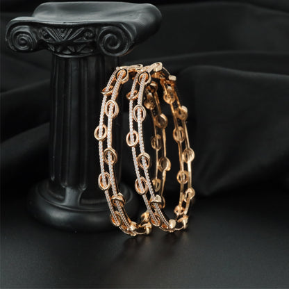 Chain Loop Gold Polish Bangles with Open Oval Link Design